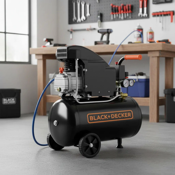 Compresor Aire Black+Decker 24L 1.5HP Aceite Negro 50Hz