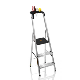 Escalera Black + Decker 3 Escalones C/ PortaHerramientas 150 Kg Reforzada Tijera