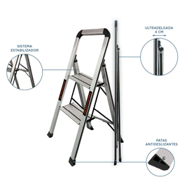 Escalera Plegable Black+decker 2 Escalones Aluminio 150kg
