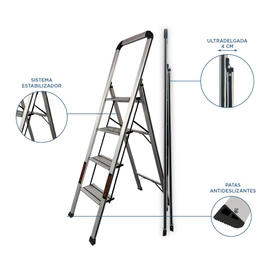 Escalera Plegable Black+decker 4 Escalones Aluminio 150kg
