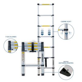 Escalera Telescopica Stanley 7 Escalones Aluminio 2mts