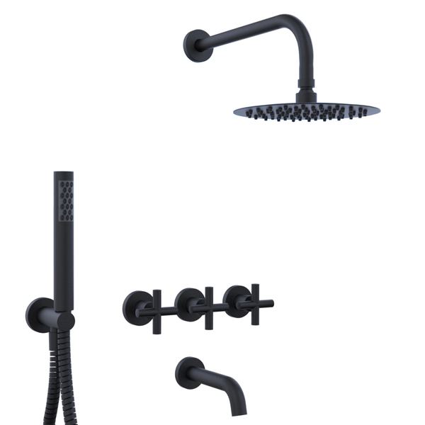 Griferia de ducha Hidromet 3 vias c/duchador Sun cruz Black 4505negr