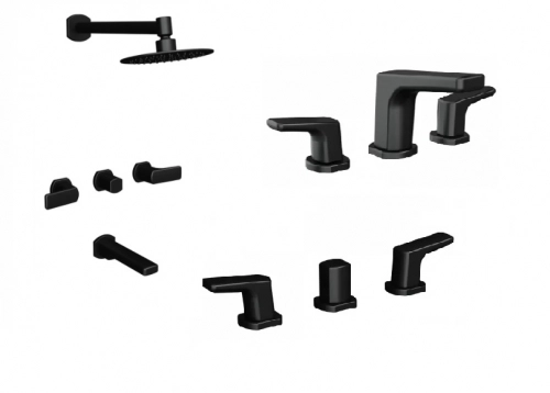 Combo Grifería Andez Nice Lav Ducha Embutir Bidet Negro