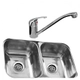 Bacha Cocina Doble Johnson CC28B + Monocomando Renacer