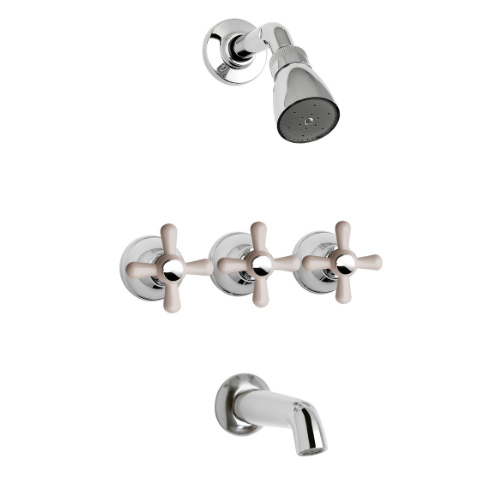 Griferia Peirano Ducha Con Trasnferencia Ares Cromo Blanco 434