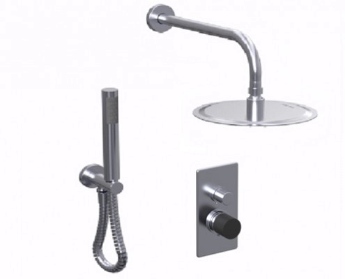 Griferia de ducha Hidromet Texture 2V c/lluvia y duchador Cromo negro 9812CRNE