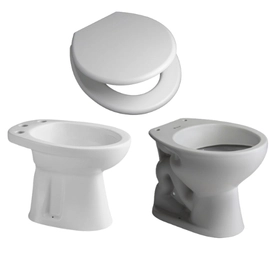 Juego baño Ferrum Sanitarios Andina Inodoro Bidet y asiento