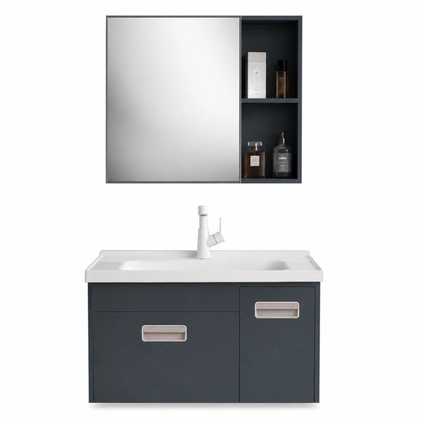 Vanitory Uhome bacha y espejo gris oscuro HC-016-80