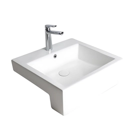 Bacha de lavatorio Ferrum dongio semiencastrar cuadrada DON-BH-083-BL