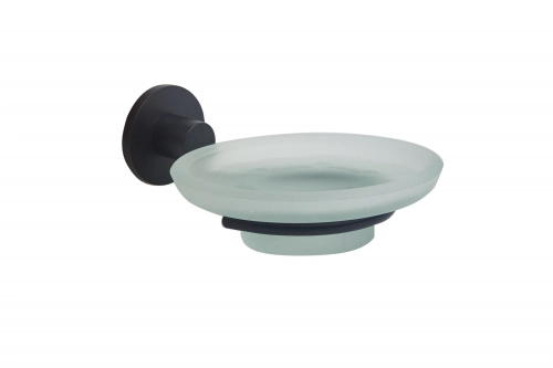 Jabonera Vidrio Con Alma De Bronce Y Negro Mate