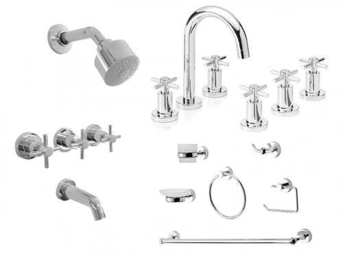 Griferia Baño completa Crown Peirano Lav Bidet Ducha +kit 6p
