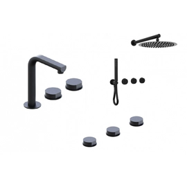 Combo Griferías Hidromet Luxury Black Negro Ducha Exterior