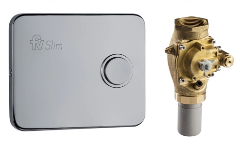 Válvula Descarga Inodoro Fv Slim 378.01 + Tecla Slim 378.02