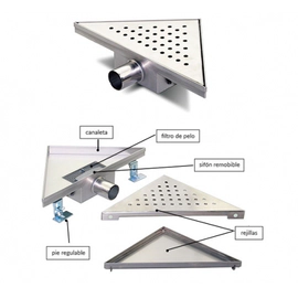 Desague Atrim Triangular Inca Acero Inox DT250T01