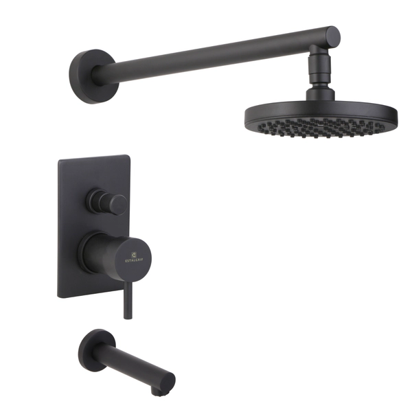 Griferia monocomando bañera c/transf Estalgrif Arona black 750/030-10