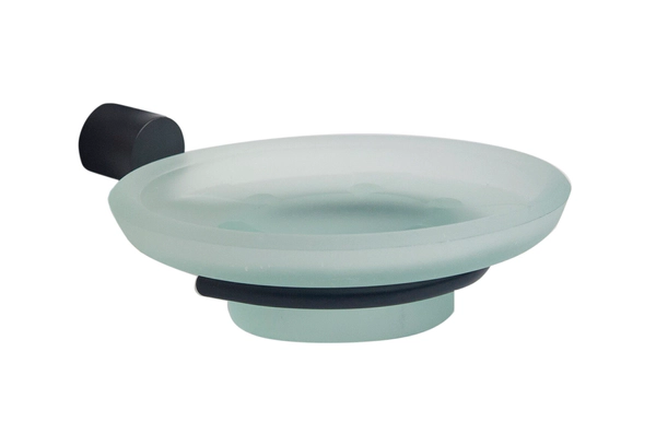 Accesorio de baño Ottone Portajabonera Net vidrio negro mate