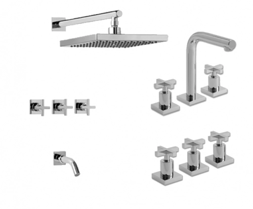 Griferia baño comp. Peirano Santander Lavatorio Bidet Ducha