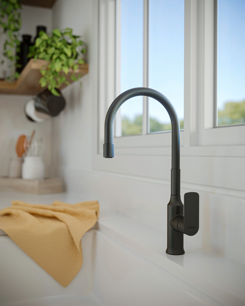 Griferia Cocina Vasser Monocomando Agatha Negra Foschia