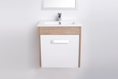 Mueble Campi Space 60 c/mesada loza blanco-roble