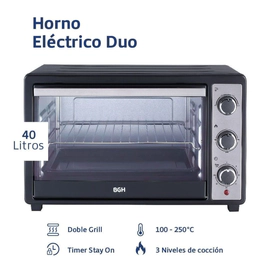 Horno Eléctrico BGH BHE40M23N 40L Doble Vidrio Grill Timer