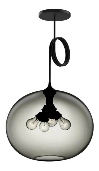 Colgante Fitz Vidrio Humo Para 4 Luces E27
