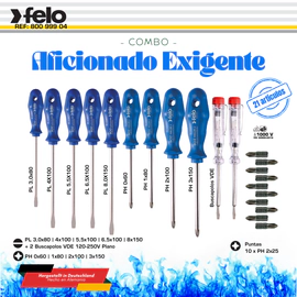 Juego de Destornilladores Felo S800 21 Piezas con Buscapolos