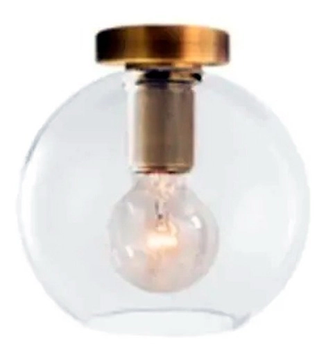 Aplique 1 Luz Powel E27 Con Globo Vidrio Transparente Oro