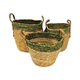 CESTO LANDON DE SEAGRASS SET X 3 CRUDO Y VERDE LOURA