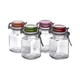 Especieros de Vidrio x4 Con Tapa Clip de Colores 120 cc