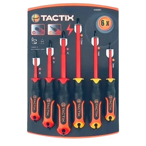 Juego de 6 Destornilladores Tactix TX205601 Aislados STD/PH