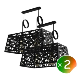 Pack X 2 Colgante Aluminio Rectangular 2 Luces Hole 2 E27