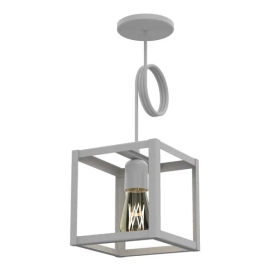 Lampara Colgante Techo Cubo Cuadrado Bulbo E27 Moderno Blanco