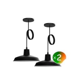 Pack X2 Colgante Bell01 Grande 40Cm E27 Aluminio Negro