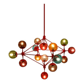 Araña Big Bang 15 Luces Vintage Rojo