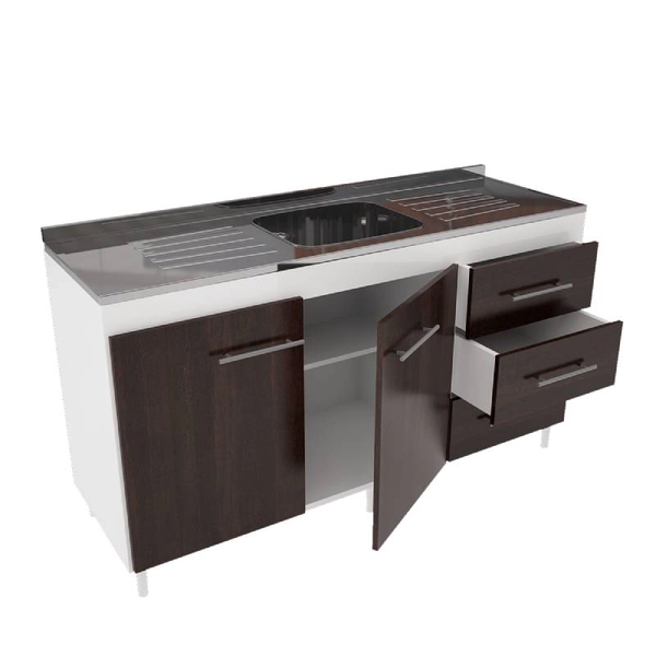 BAJOMESADA ORLANDI BW 3015 BAHIA - BLANCOWENGUE 2 PUERTAS 1 ESTANTE 3 CAJONES
