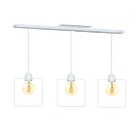 Colgante Geo Cuadrado Deco 3 Luces Base Lineal E27 Led Blanco