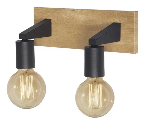 Aplique Lucca E27 2 Luces 315X145X145 Chapa Simil Madera Negro