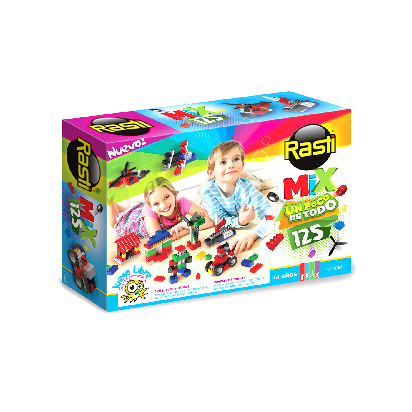 MIX JUGUETES ARMABLES LADRILLOS PLÁST 125 PZS RASTI 01-1057