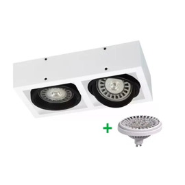 Plafon Ar111 Box 2 Luces Gu10 Blanco Frio