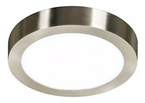 Plafon Panel Led Aplicar Acero Platil Redondo 24W 25W 30Cm