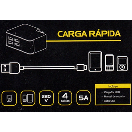 CARGADOR KANJI KJ-CH5V1SD 4 PUERTOS USB 5V 5A