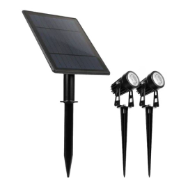 Panel Solar Exterior Con 2 Estacas Jabalinas Led Cálido Macroled