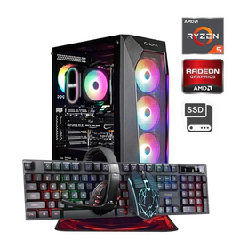 PC ARMADA GAMER AMD RYZEN 5 5600GT 16GB SSD 960GB FUENTE 600W TECLADO MOUSE AUR