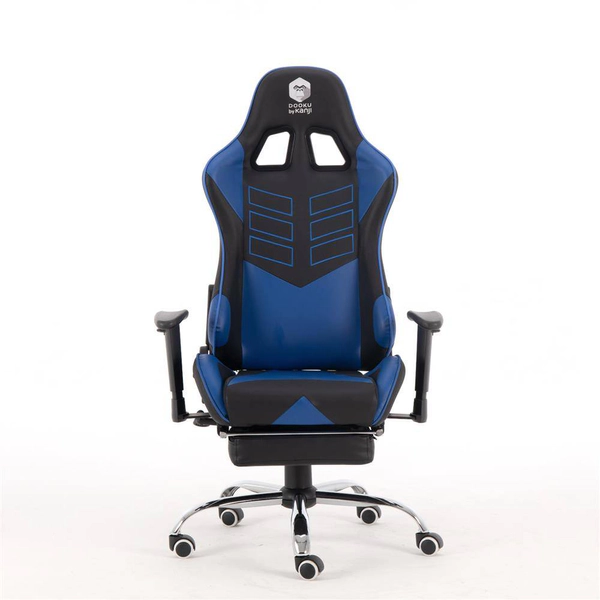 SILLA GAMER DOOKU KJ-D488TB (BLACK & DARK BLUE) CUERO