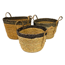 CESTO LANDON DE SEAGRASS SET X 3 CRUDO Y NEGRO GAYRADOS