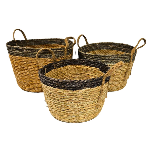 CESTO LANDON DE SEAGRASS SET X 3 CRUDO Y NEGRO GAYRADOS