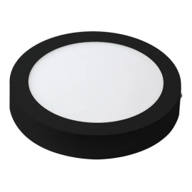 Pack X4 Panel Led 18w Aplicar Redondo Negro Frío 1500lm Techo