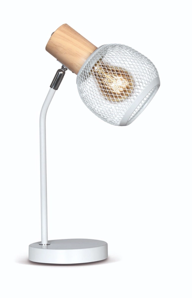 Velador Moderno Linea Osaka Cabezal Madera E27 220V Blanco