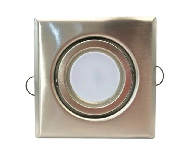 Pack X10 Spot Embutir Led Techo Cuadrado Calido 7W Plata