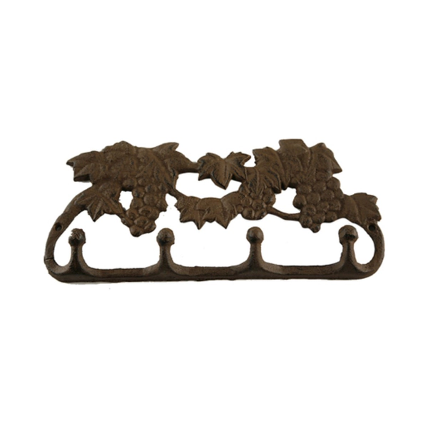 Perchero Fundición De Hierro 4 Ganchos de Uvas 26x11.5 cm